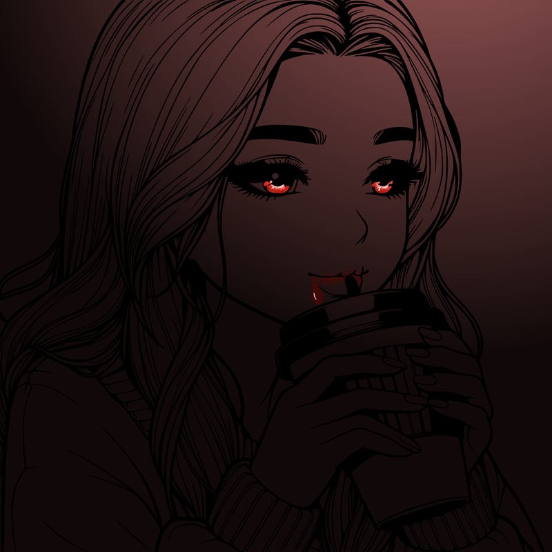 realistic girl drinking coffee