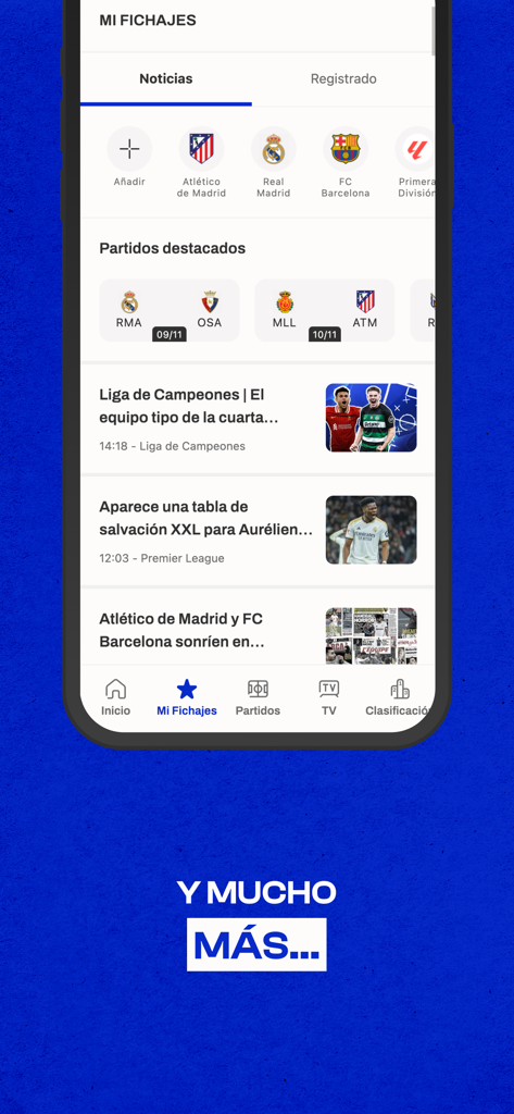 Fichajes fútbol: mercado - Personalized soccer news and match schedule in the Fichajes futbol app