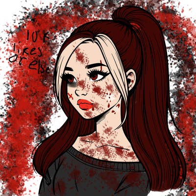 realistic girl with a high ponytail