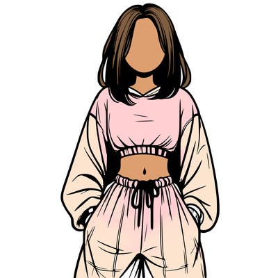realistic girl faceless with baggy pants and a crop top