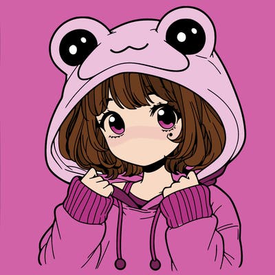 a cute teenage girl wearing a frog hoodie
