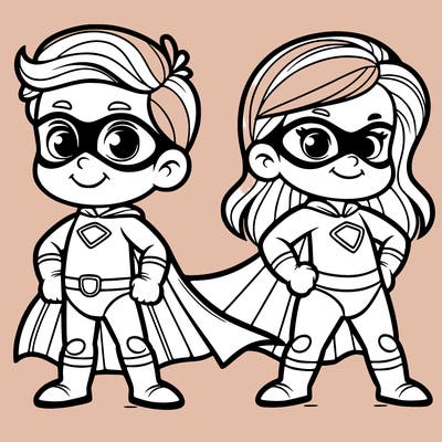2 superheroes one is a boy of 5 and one is a girl 3 years