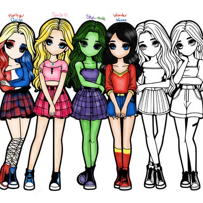 a group of girls realistic