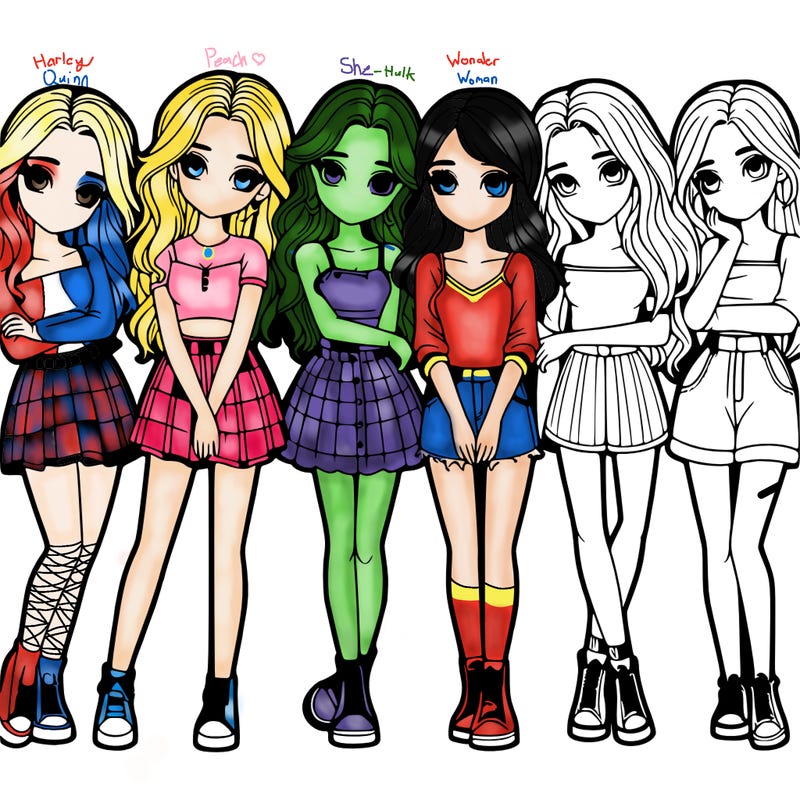 a group of girls realistic