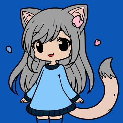 girl with cat ears and tail
