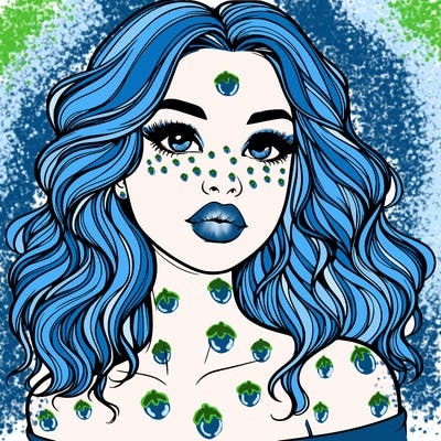 realistic girl with wavy hair and lips