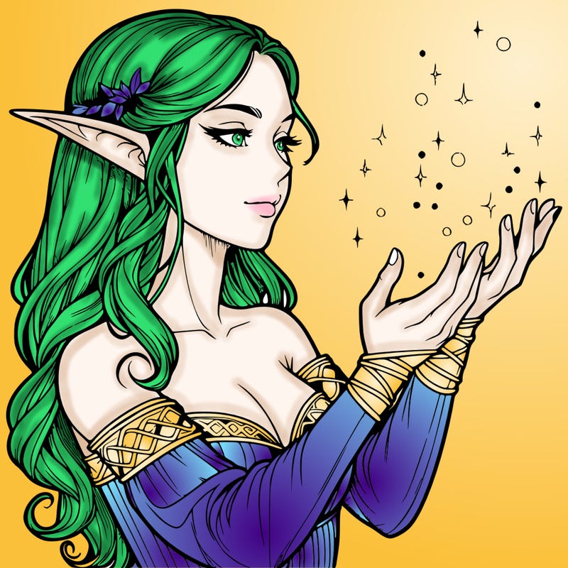 realistic elf girl doing magic