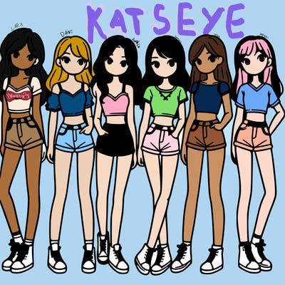 a group of girls wearing crop tops and shorts