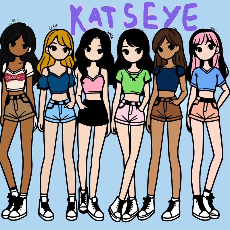 a group of girls wearing crop tops and shorts