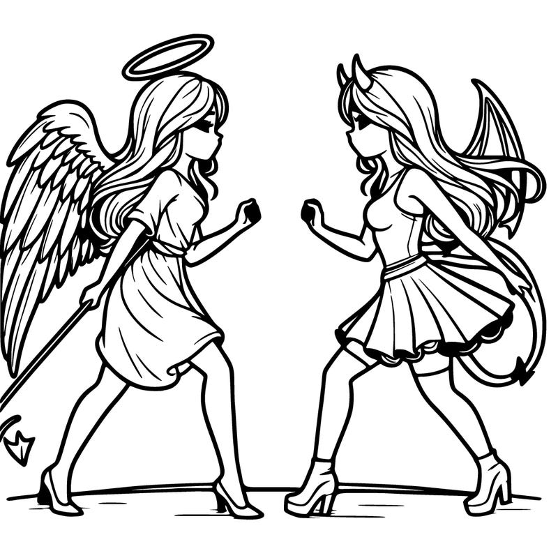 angel vs devil girl realistic