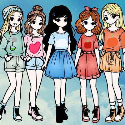 a group of five girls