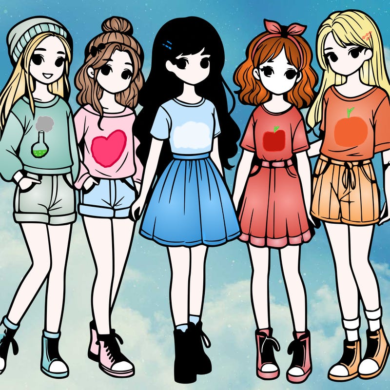 a group of five girls