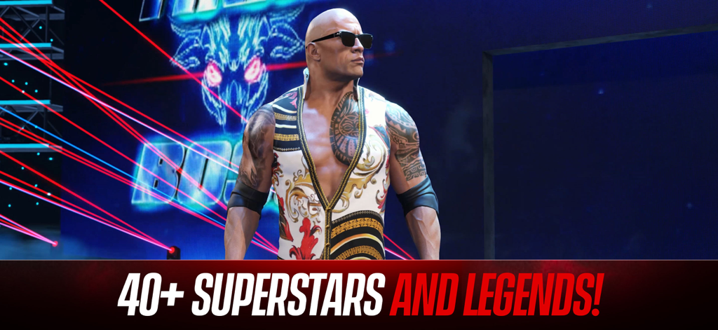 WWE 2K25: Netflix Edition - The Rock in WWE 2K25 Netflix Edition with text saying 40 plus superstars and legends