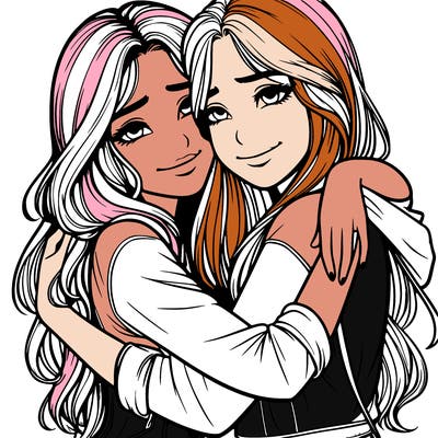 realistic girls hugging