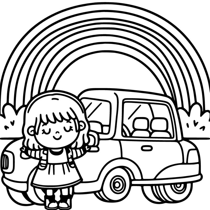 rainbow, car and girl