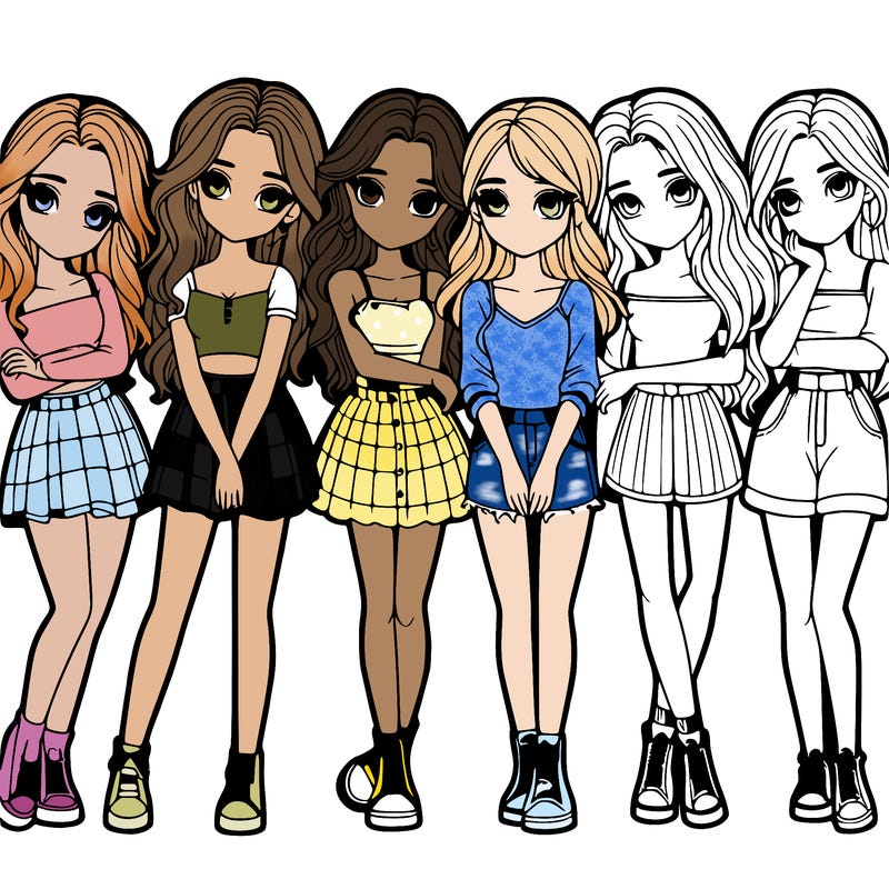 a group of girls realistic