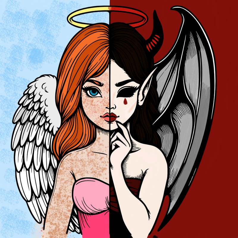 realistic angel half demon