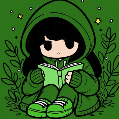 girl in oversized hoodie reading a book