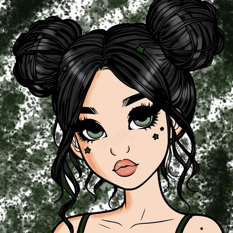 realistic girl with space buns