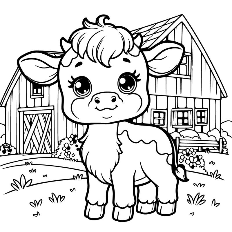 a cute little calf in farmhouse