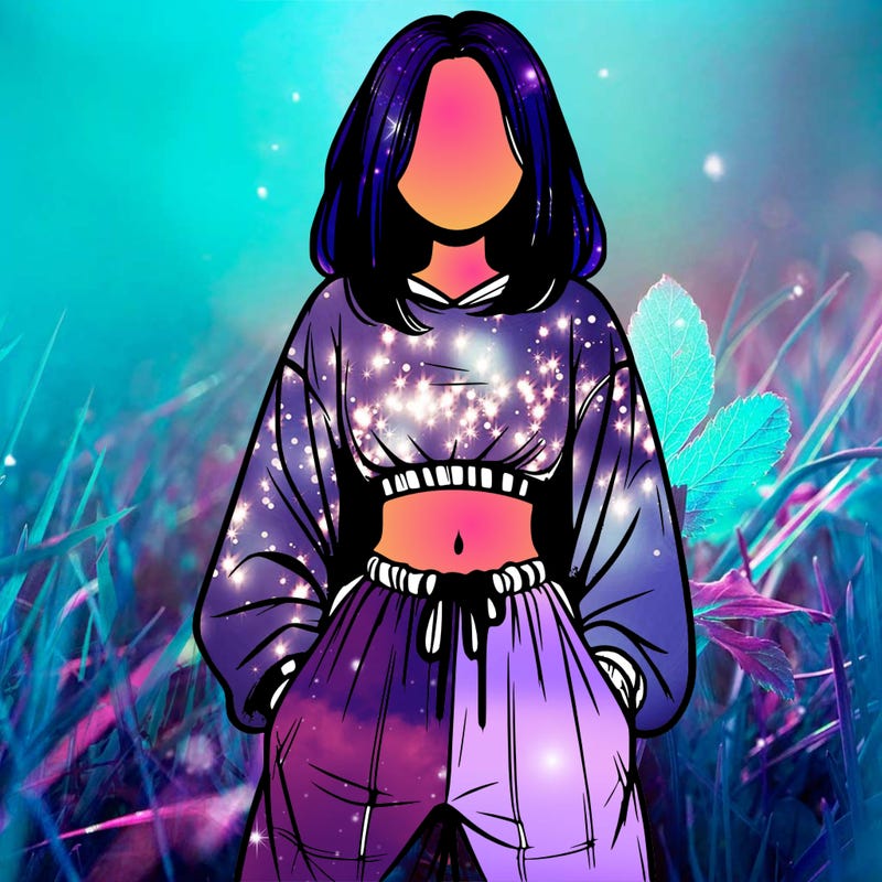 realistic girl faceless with baggy pants and a crop top