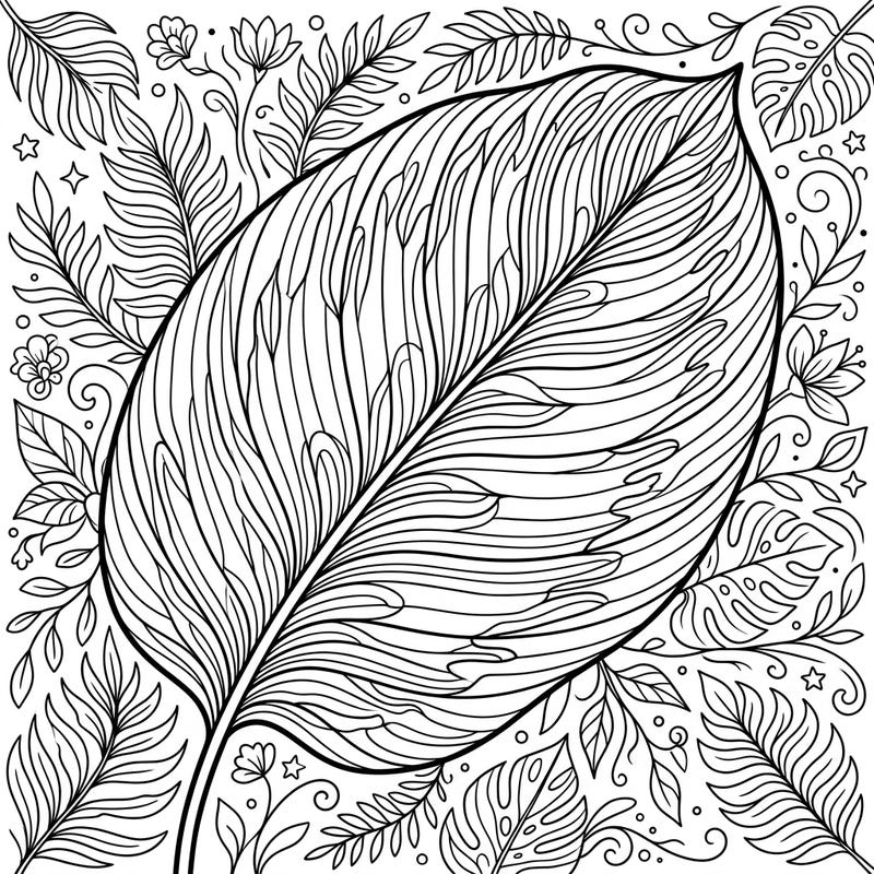Dive into the lush world of tropical foliage with this stunning Calathea leaf coloring page. Its intricate patterns and surrounding botanical elements offer a truly engaging and relaxing coloring experience.