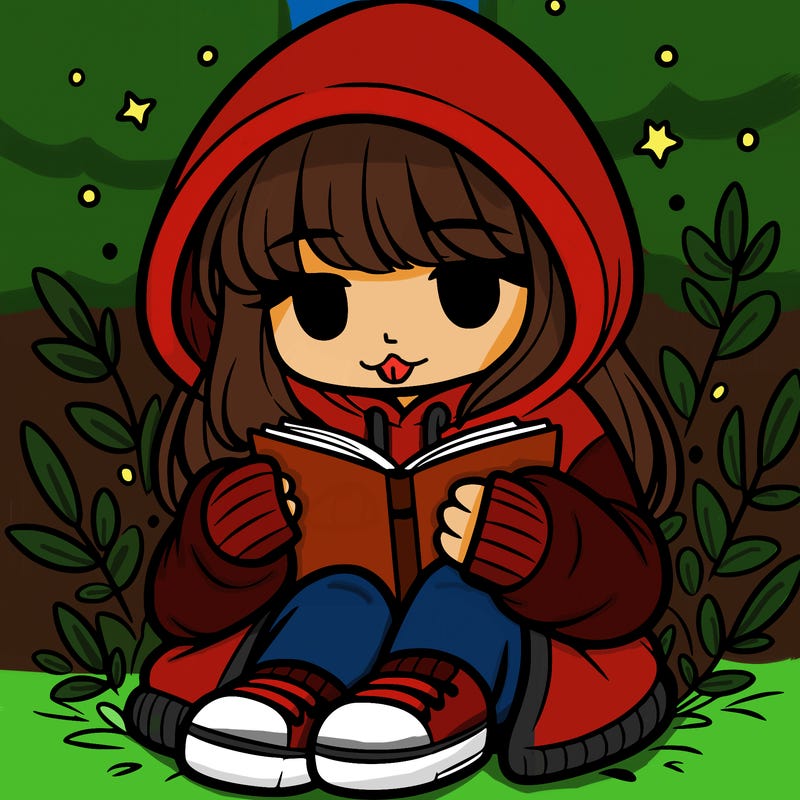 girl in oversized hoodie reading a book