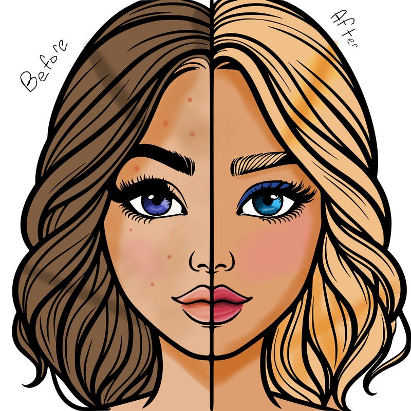 realistic girl split half