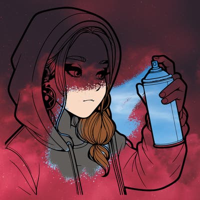a realistic girl, spray painting