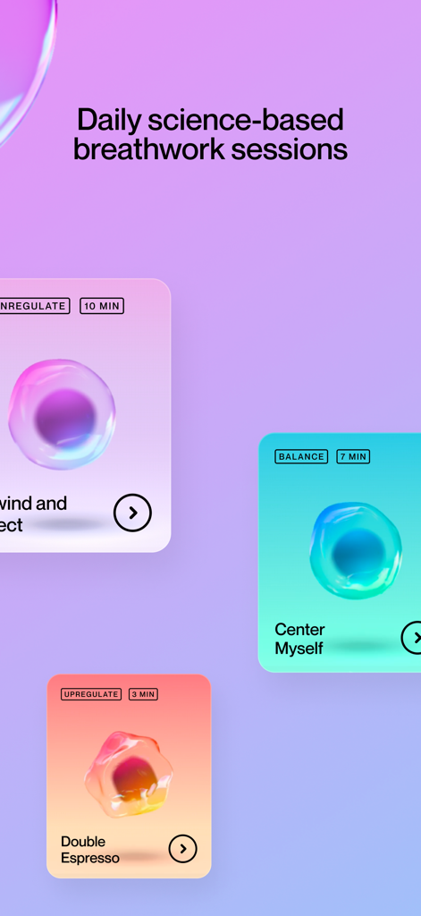 Regulate: Breathwork for Focus - Regulate app screen displaying daily science-based breathwork sessions for focus and energy