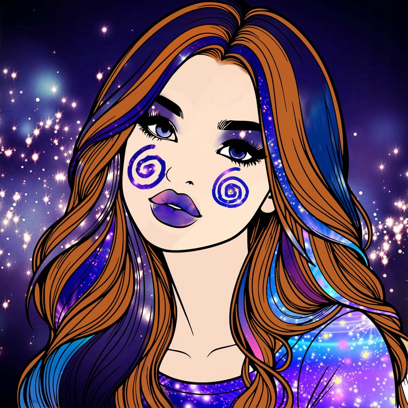 realistic girl with hair on her hair and lips