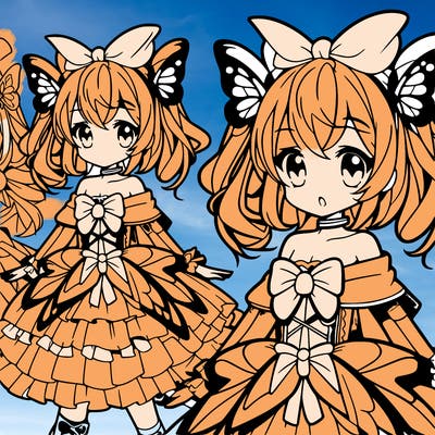 girl with butterfly outfit anime