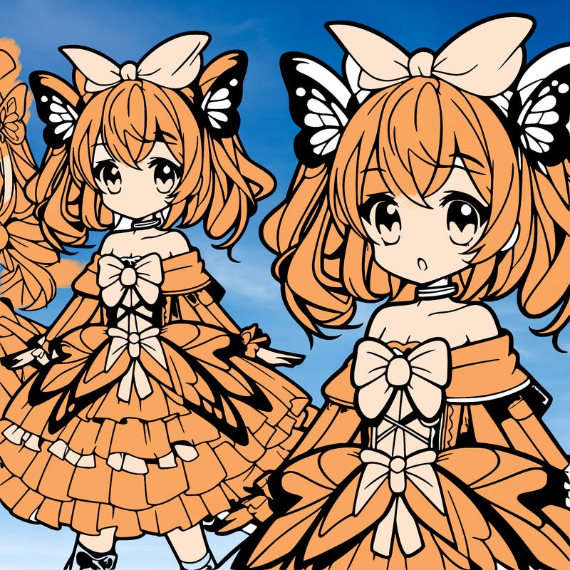 girl with butterfly outfit anime