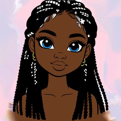 a realistic black girl with braids