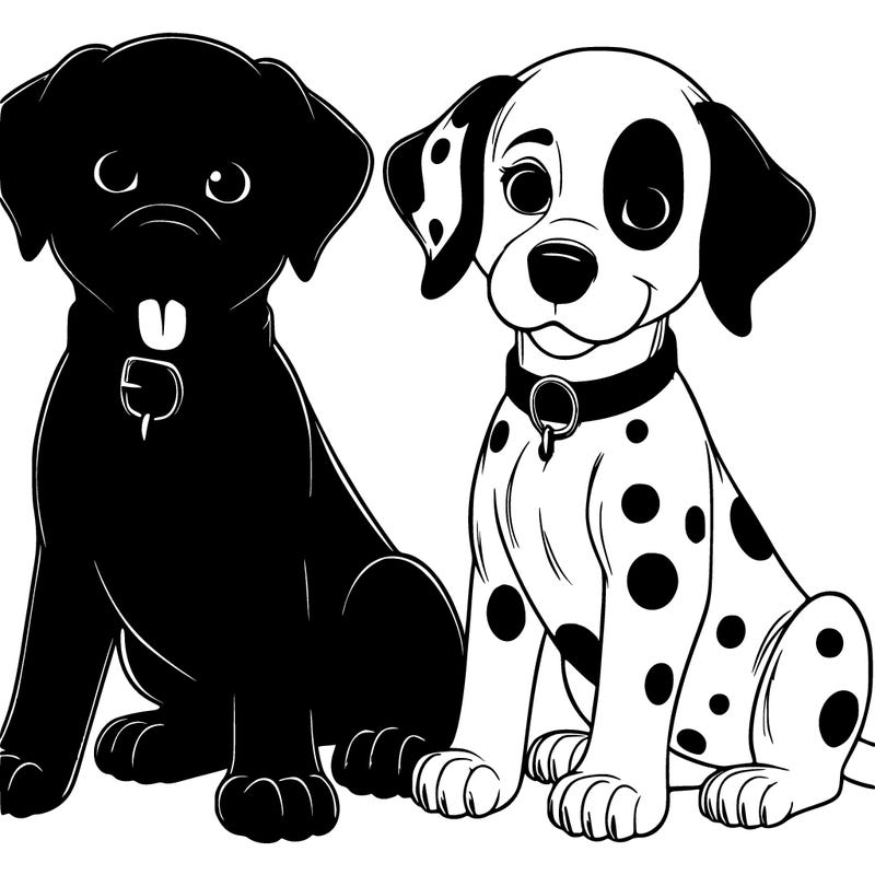 cute realistic doberman rottweiler and a dalmatian