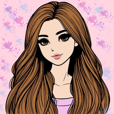 realistic girl with long hair