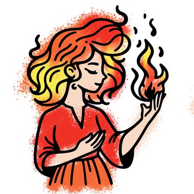 woman with fire