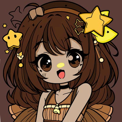 cute anime girl with star accessories