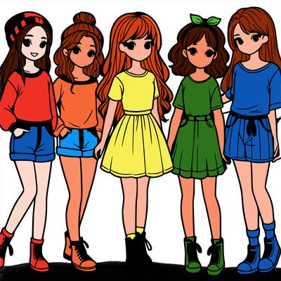 a group of five girls