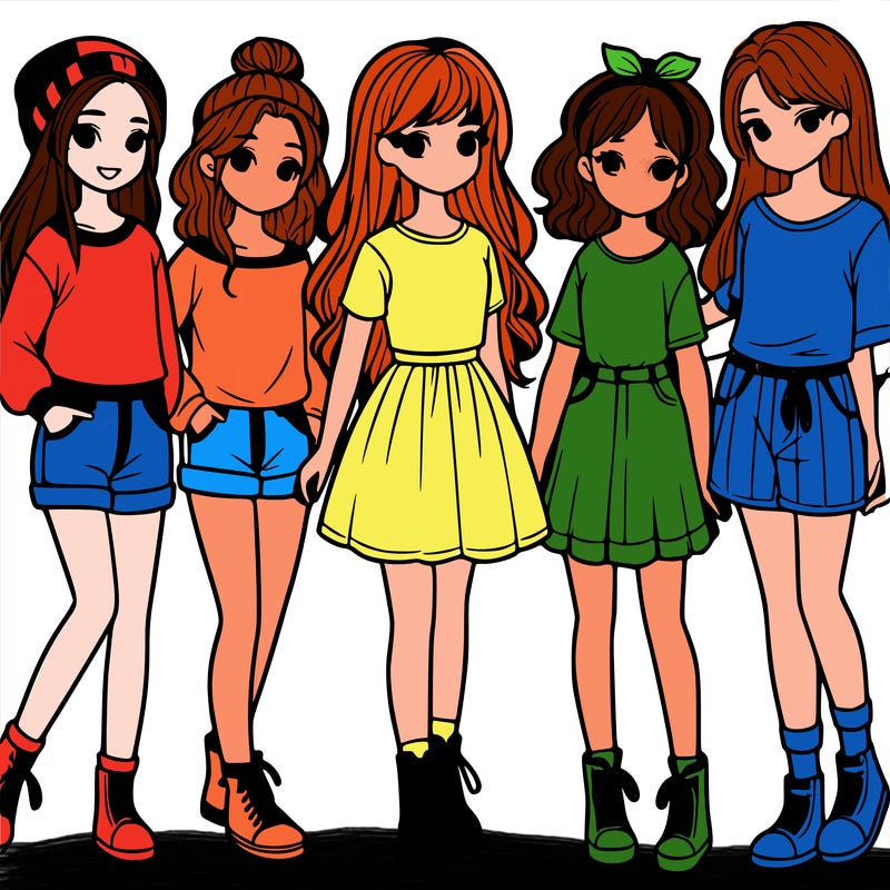 a group of five girls