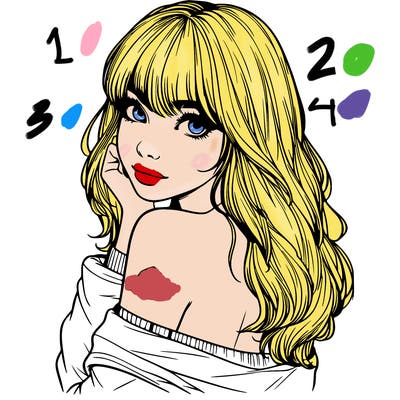 realistic girl with bangs looking over her shoulder