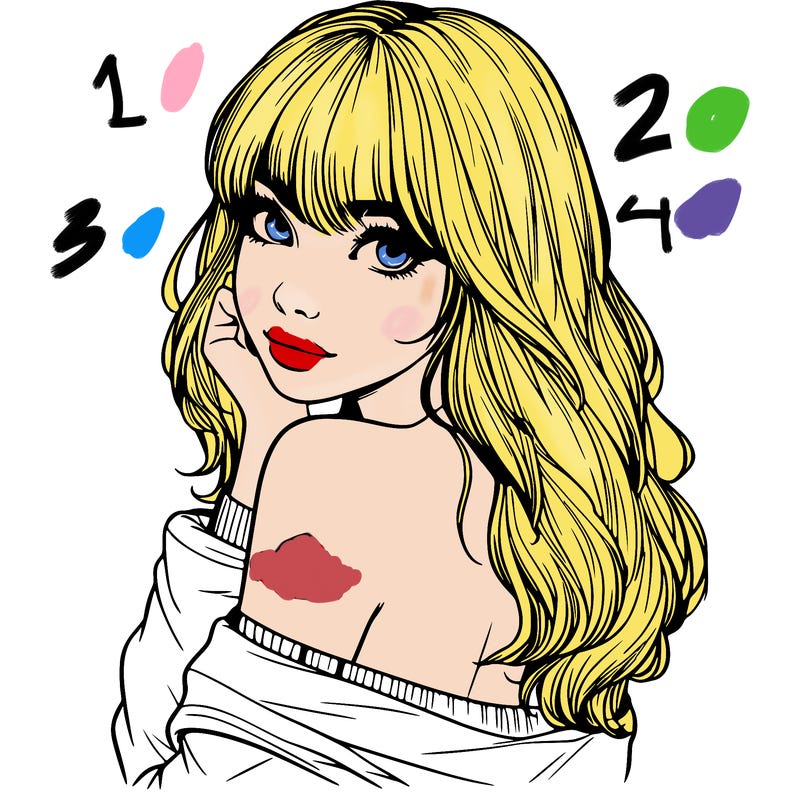 realistic girl with bangs looking over her shoulder