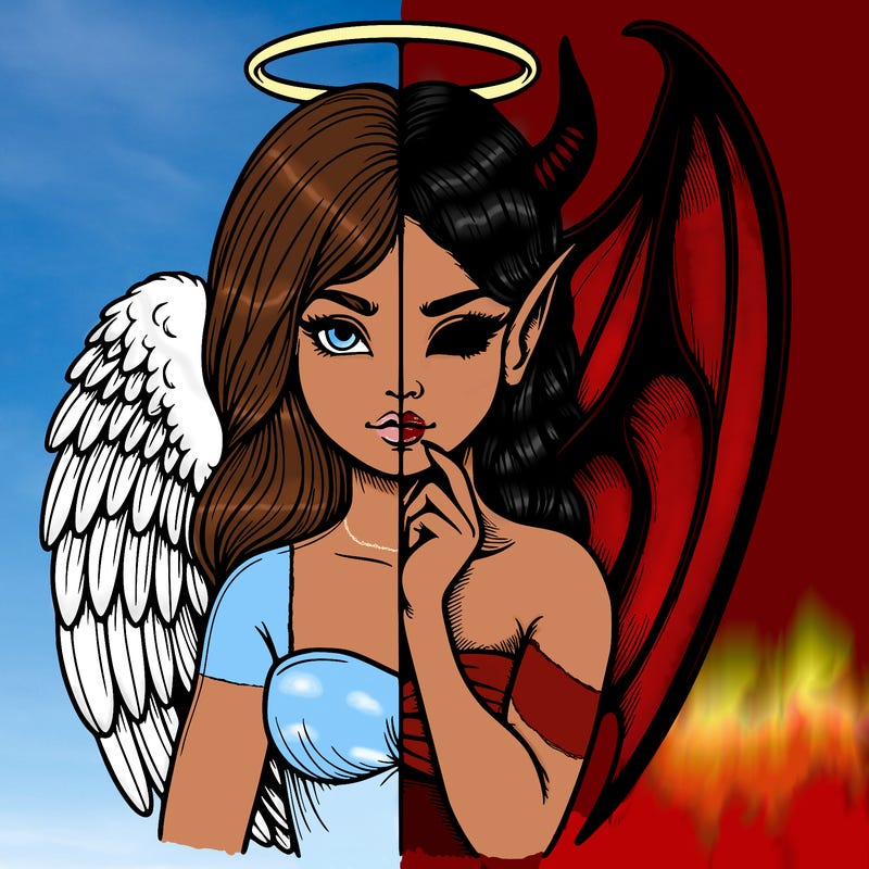 realistic angel half demon