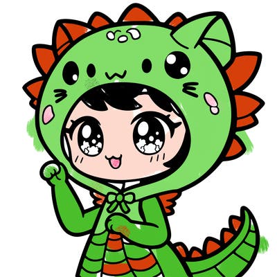 a cat girl wearing a dragon costume