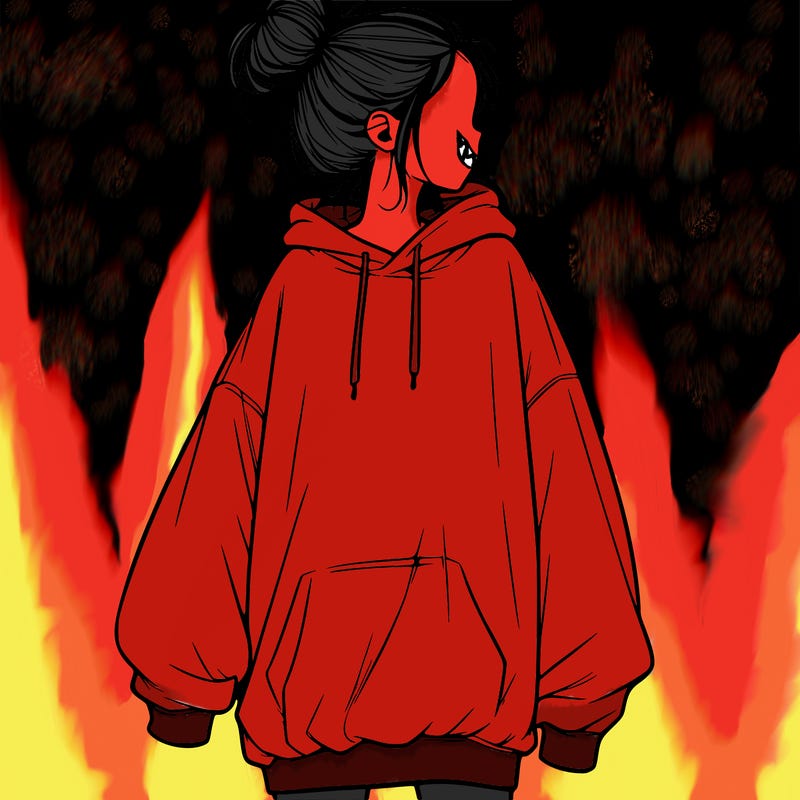 realistic girl with a oversized sweatshirt on and a bun
