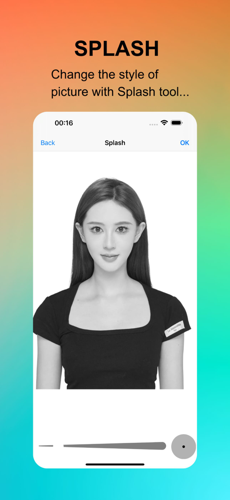 Black and white portrait editing with the Splash tool in Editor Lab