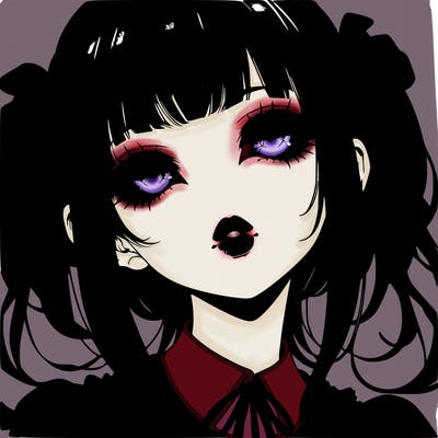 realistic anime gothic girl with lips