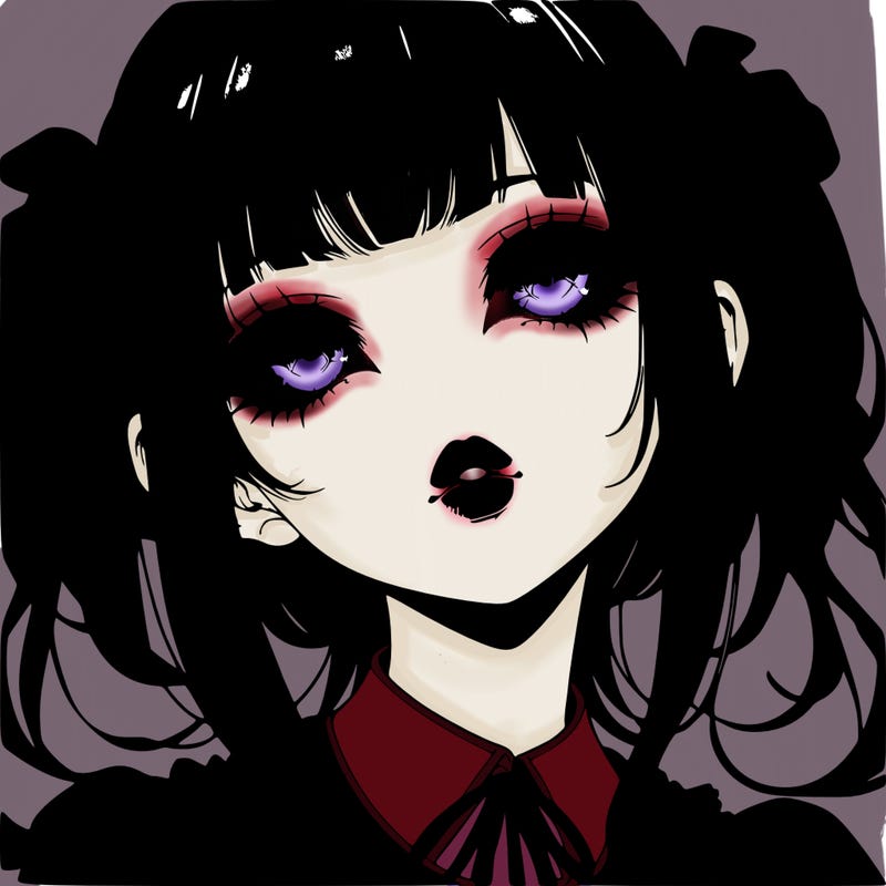realistic anime gothic girl with lips