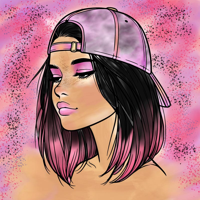 realistic  girl with a backwards hat