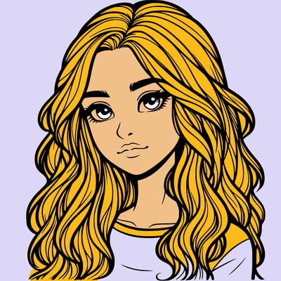 realistic teenage girl with long wavy hair
